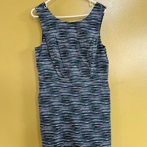 Dark Blue/Green Sleeveless Sheath Dress with POCKETS